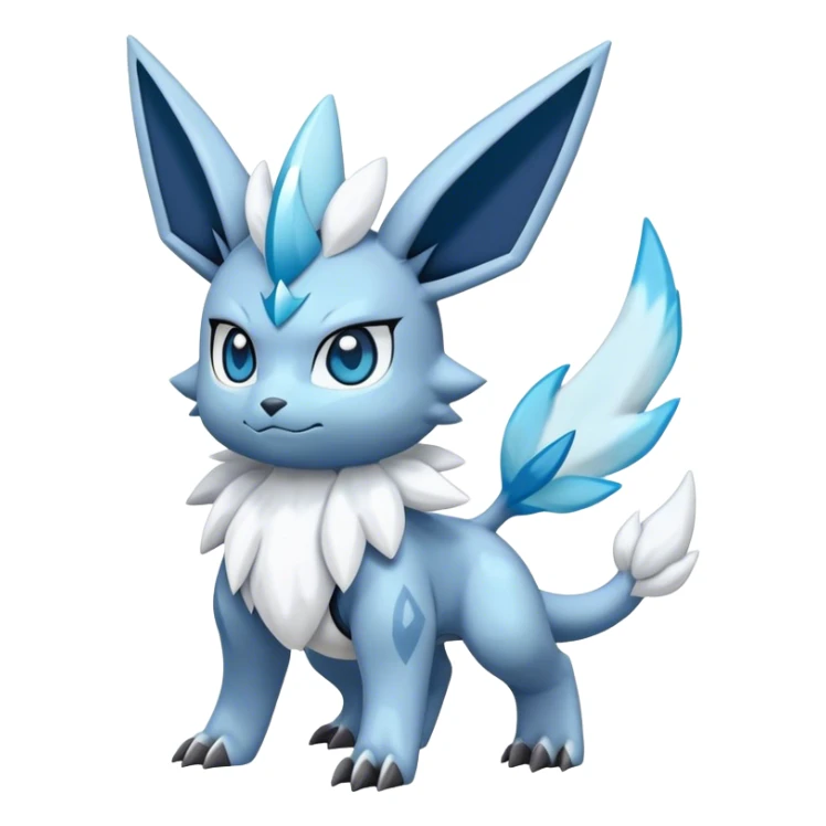 Fluffy cute Kyurem-Glaceon-dialga-hybrid, full body sticker