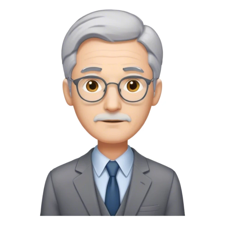 male math teacher with grey hair in grey suit standing sticker
