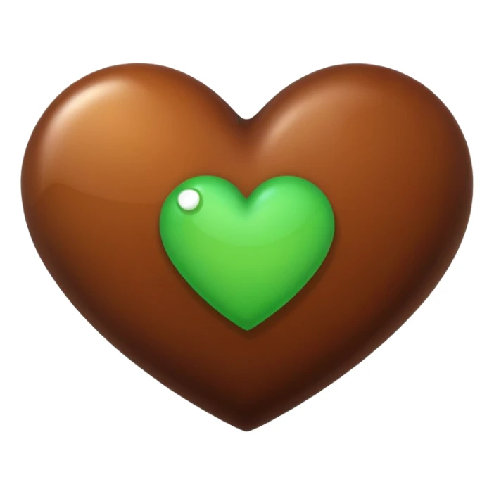 brown heart with small green heart in top left sticker
