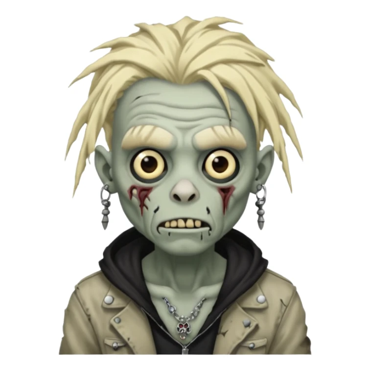 Grey pale skinned zombie boy with wrinkled skin and blond dreadlocks. Nose and ear piercings. Emo. sticker