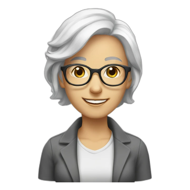 White haired Woman with glasses smiling hazel eyes eyes sticker