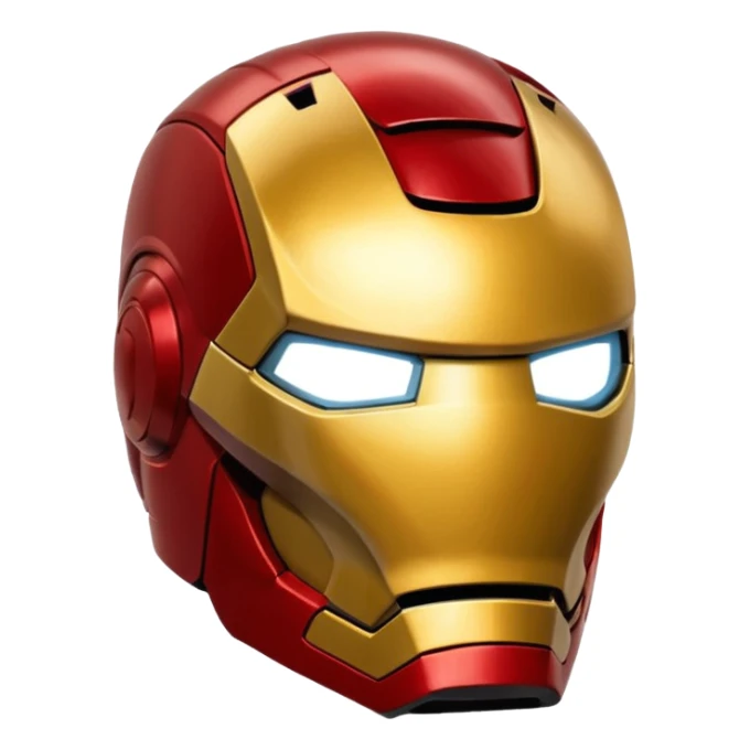 Iron Man, red and gold armored superhero helmet, simple and bold, no text sticker