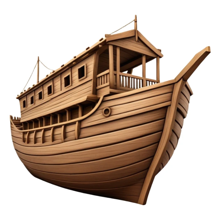 Empty wooden Noah's ark ship, massive and wide with no animals, realistic detailed wooden structure sticker