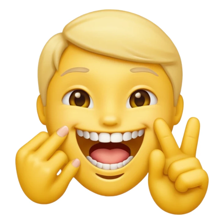 Yellow emoji finger bite with teeth in flirty manner sticker