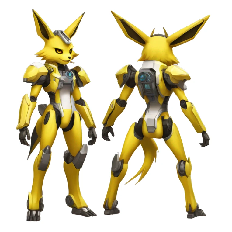 Futuristic mechanical Renamon-Jolteon-Eevee-mecha full body sticker