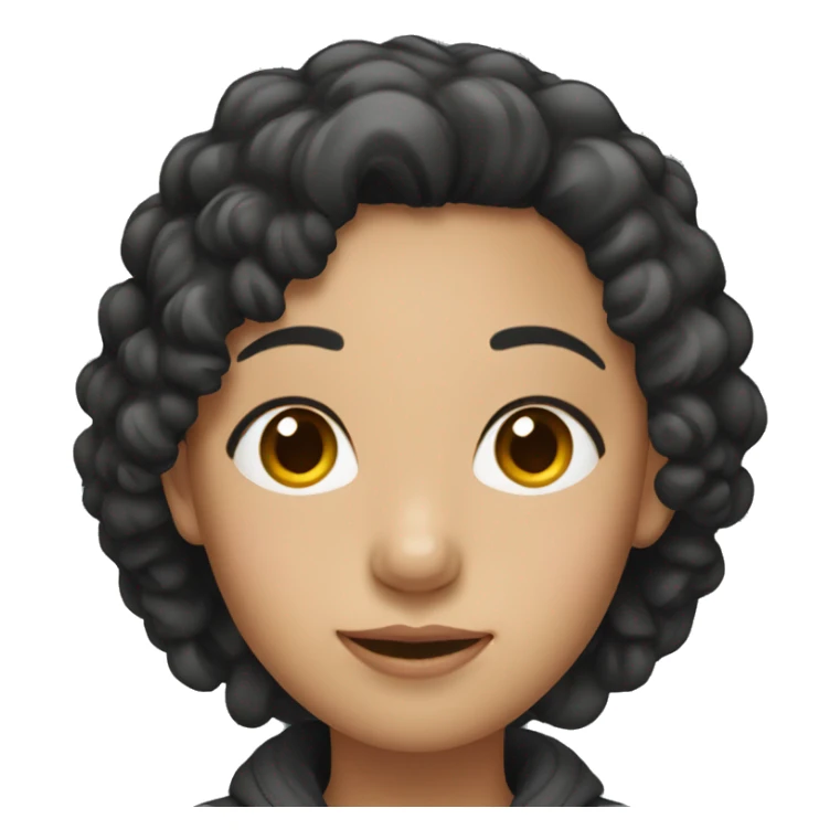 Asian curly black hair female sticker