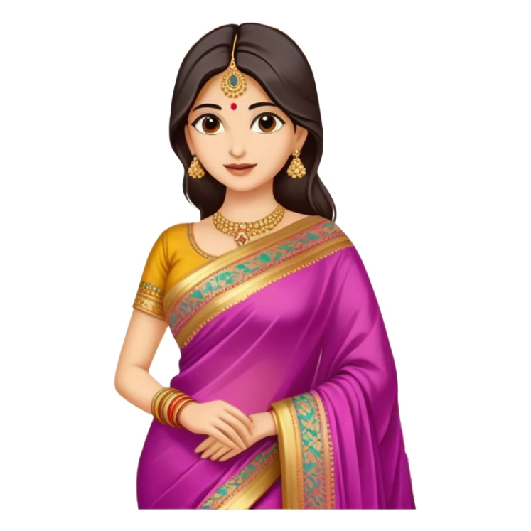 elegant colorful Indian saree with beautiful patterns and gold border sticker