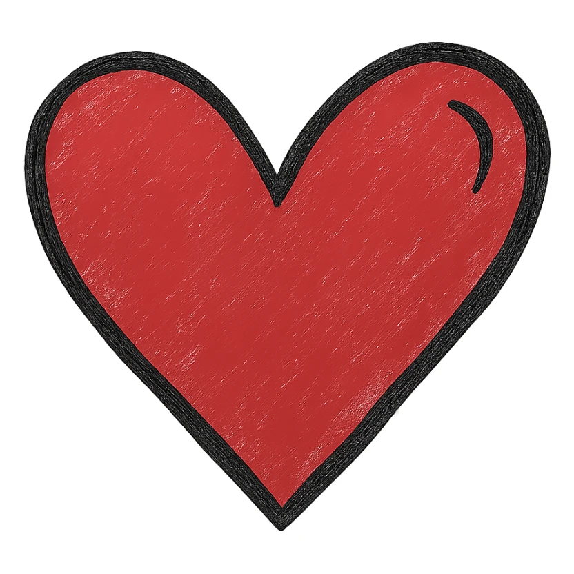 Make the heart red while keeping the hand drawn black outline style with a white clean background. sticker