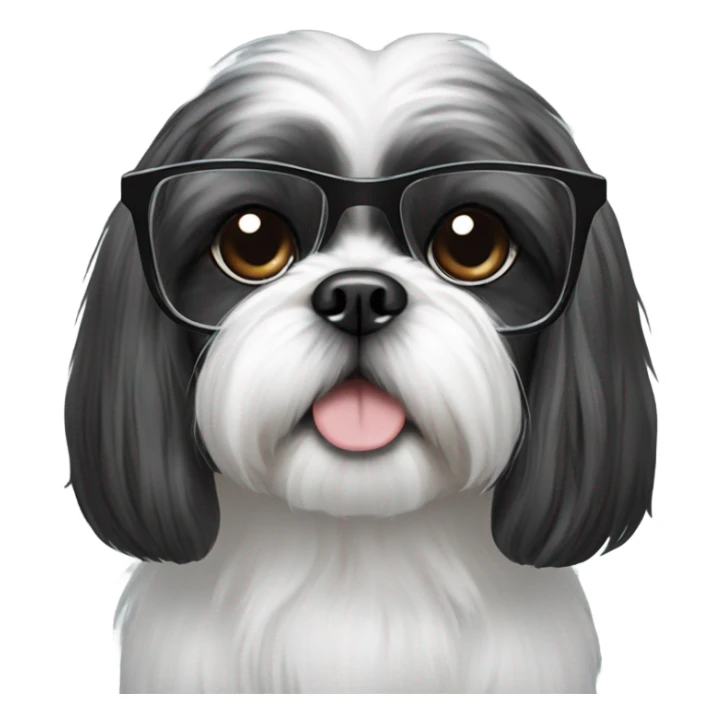 Black and Shih tzu wearing glasses sticker
