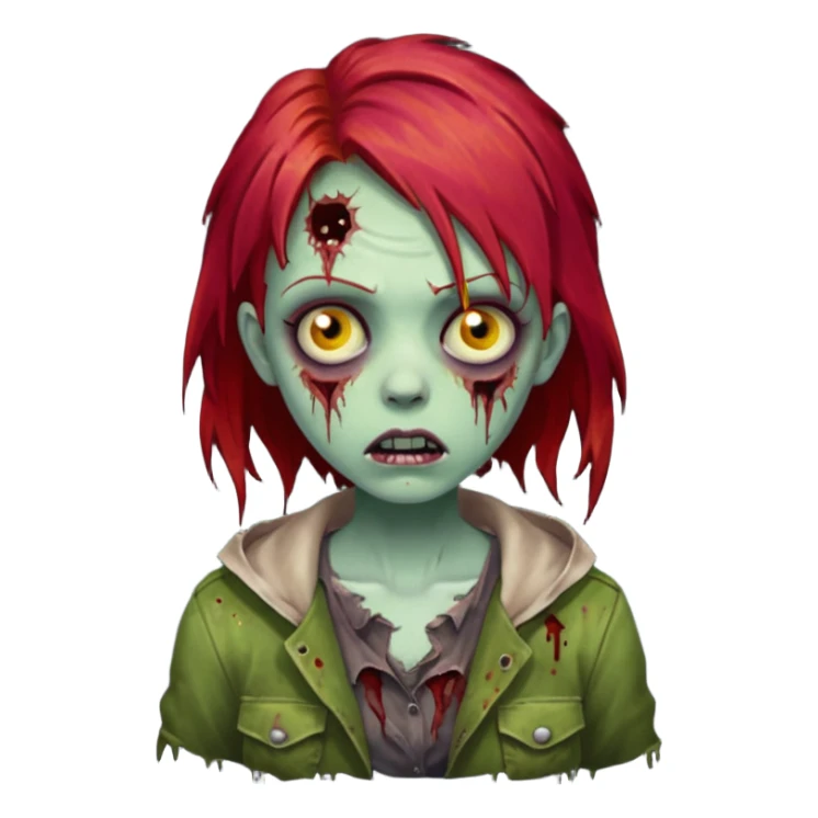 girl zombie with red hair sticker