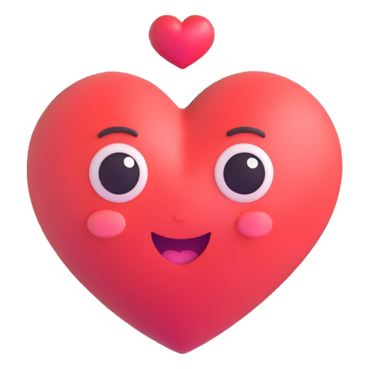 a heart melting with a dreamy face, in love, cartoon style sticker