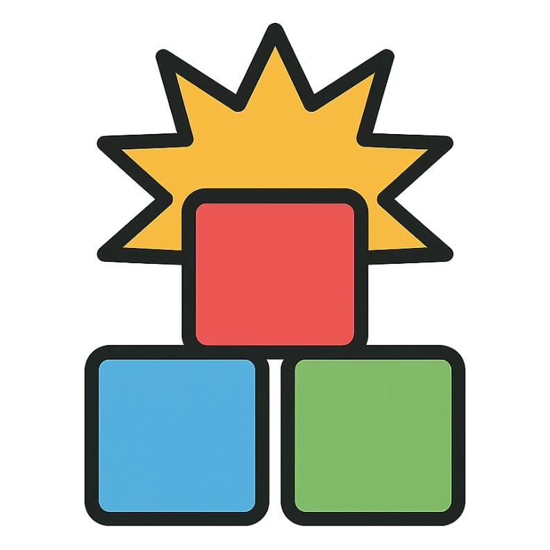 modern app icon for Block Blast, stacked blocks with a burst effect, minimalistic, sharp edges sticker