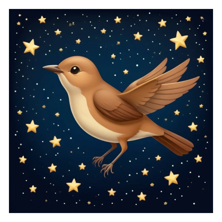 a nightingale bird flying against a dark starry night sky sticker