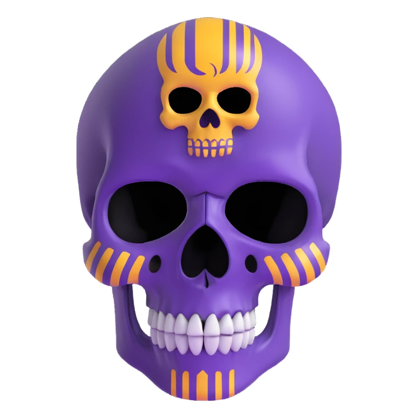 skull decorated in LSU purple and gold colors sticker