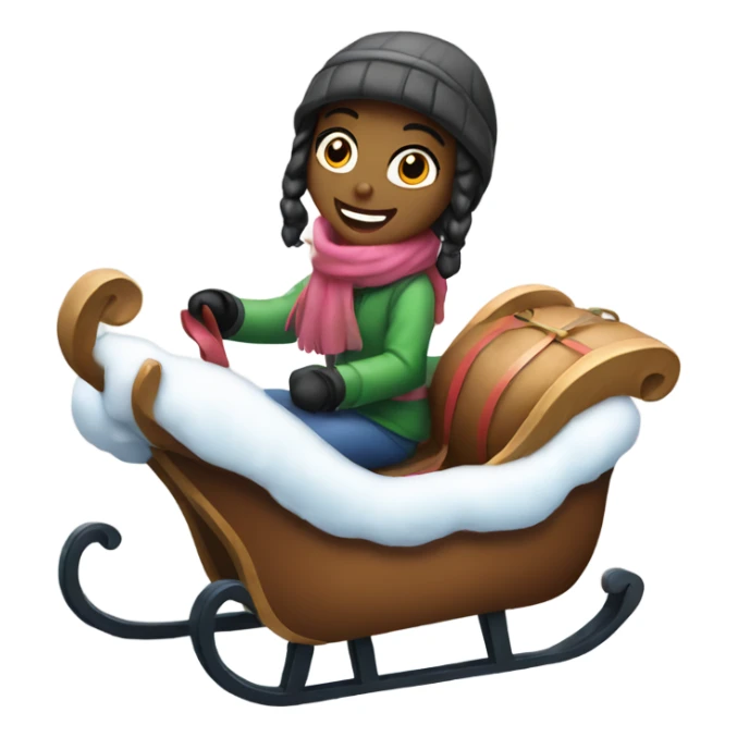 Girl with a sleigh having fun in the snow sticker
