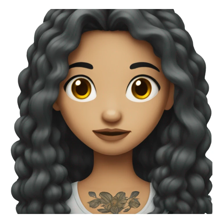 Long dark hair girl with tattoos sticker