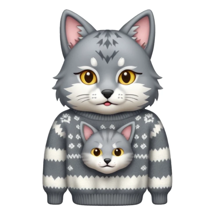 A cat with a Wolf a cat wearing a wolf-shaped sweater sticker