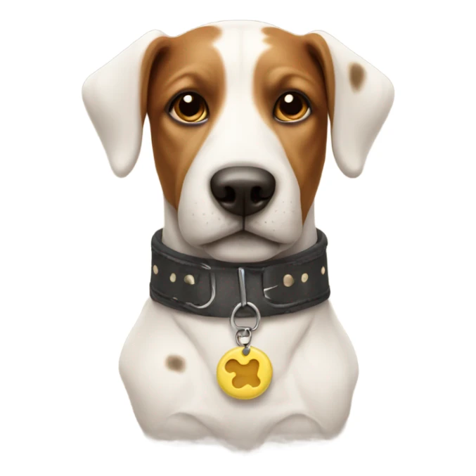 realistic dog with collar pillow with brown spot on face sticker