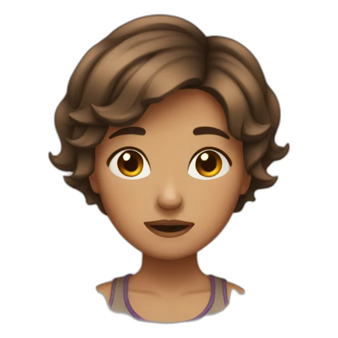 short hair brown color girl crying sticker