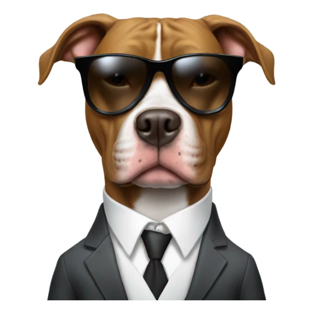 Pitbull in a suit wearing sunglasses sticker