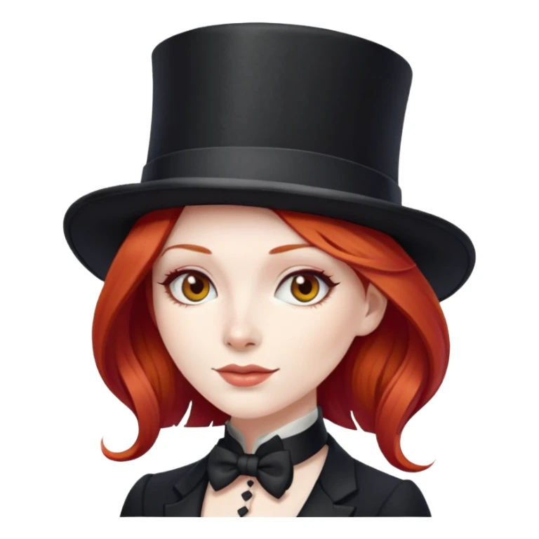 Red black hair woman with top hat  sticker