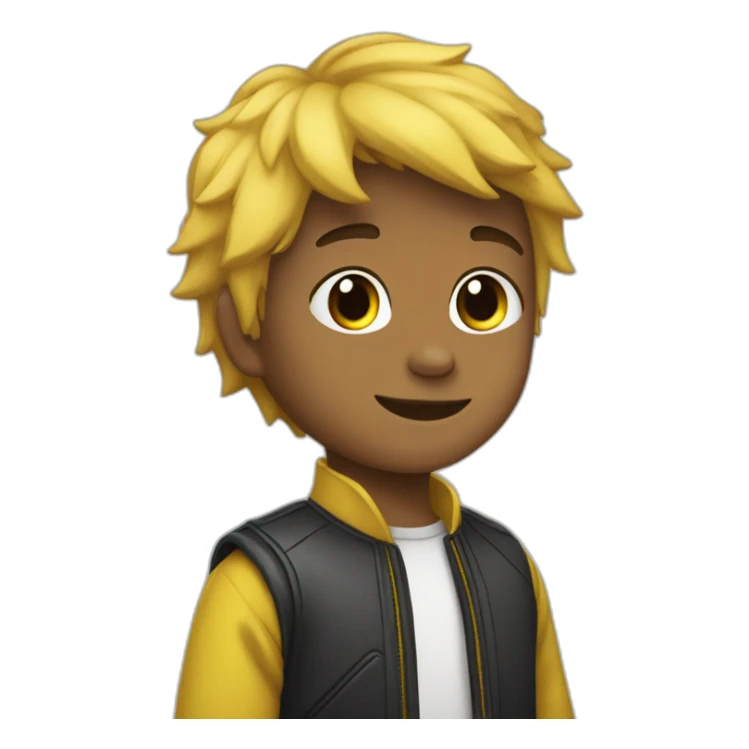 niño pelo rubio con gato negro y amarillo sticker