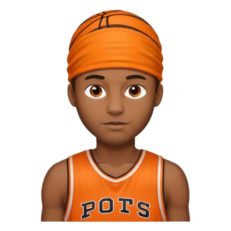 Basketball guy with orange headband sticker