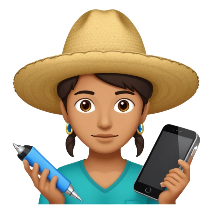 person with digital toolkit, digital and tech vibes, normal colors, mexican, sticker
