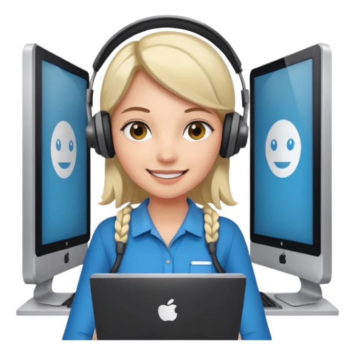 a girl walking through the door into a computer room in an organized manner sticker
