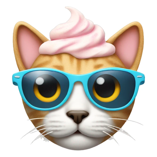 Cat with sunglasses and ice cream  sticker