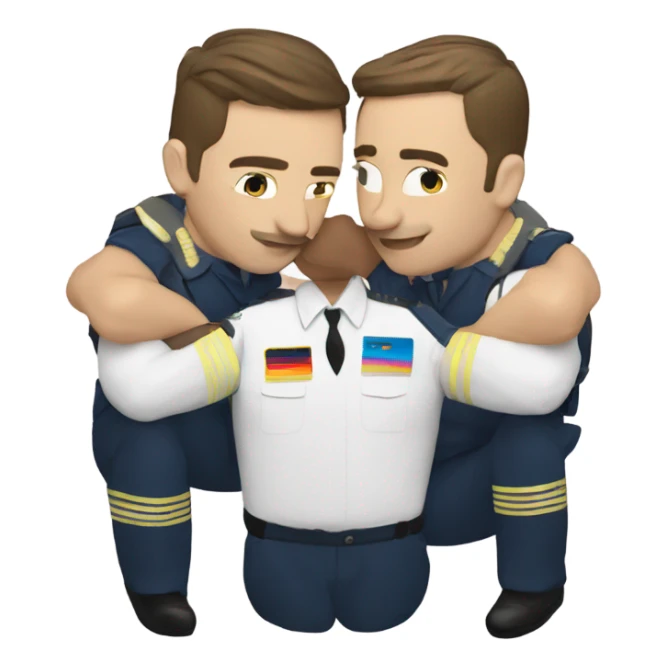 2 Caucasian male gay pilots kissing sticker
