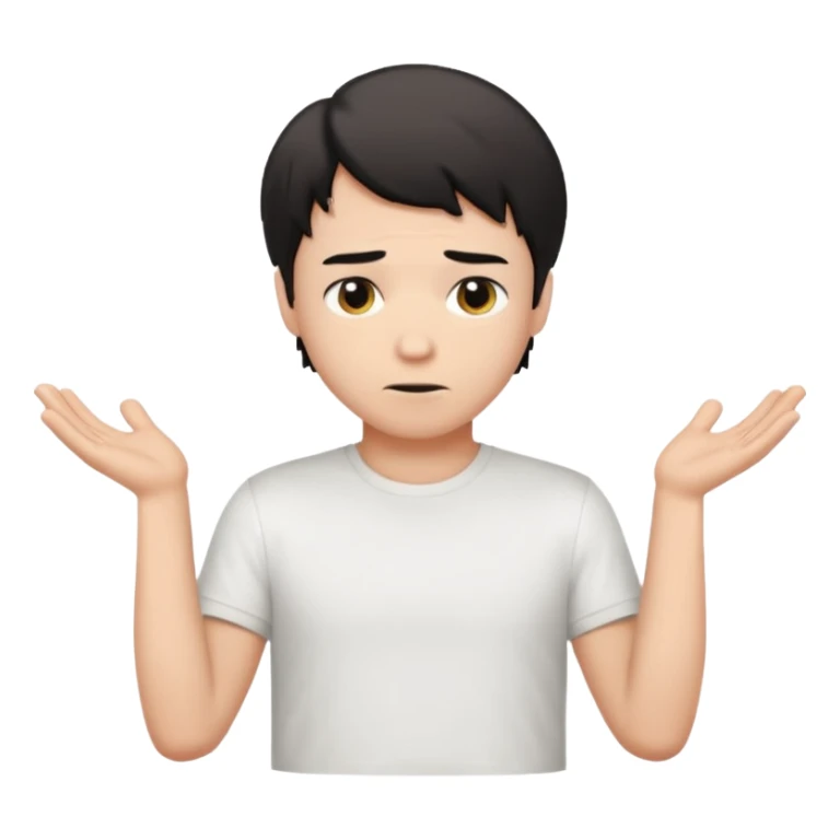 a guy shrugging his shoulders with a black little bit wavy short hair sticker