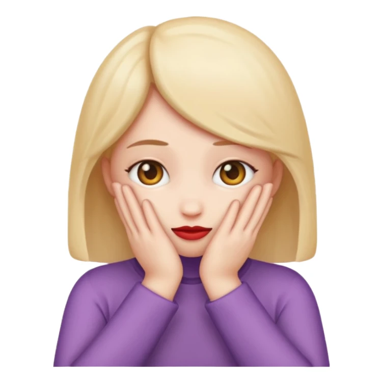 A single emoji that's feeling shy. In love. But hiding behind her hands.  sticker