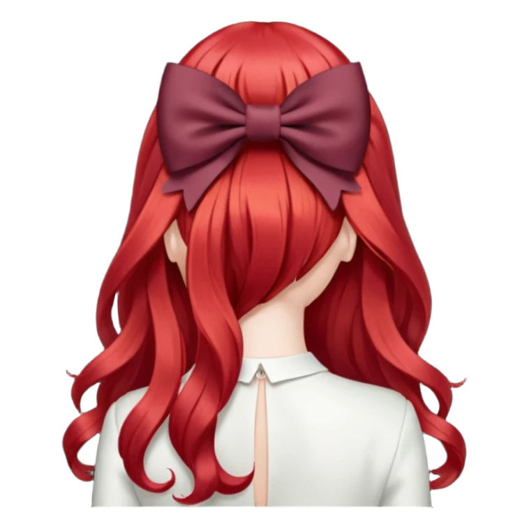 red long hairs with burgundy bow from the back sticker