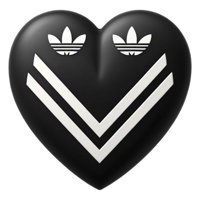 Adidas white stripes black heart sticker