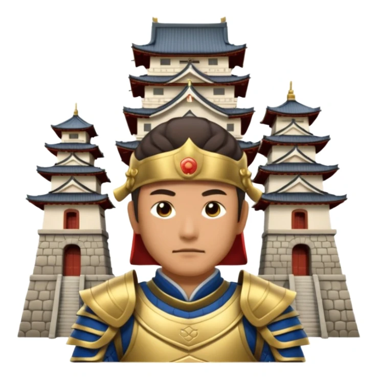 Japanese Castle Lord, Lord standing before a Japanese castle backdrop sticker