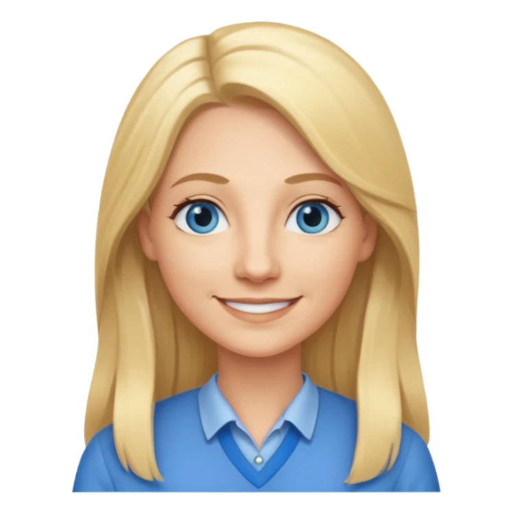 a 40 year old teacher with long blonde hair and blue eyes sticker