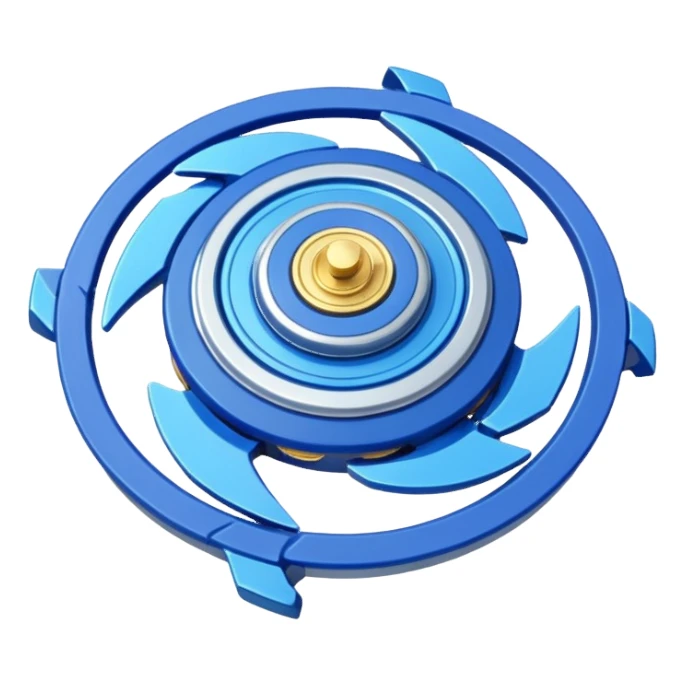 A blue Beyblade with 3 pointed blades like Victory Valtryek sticker