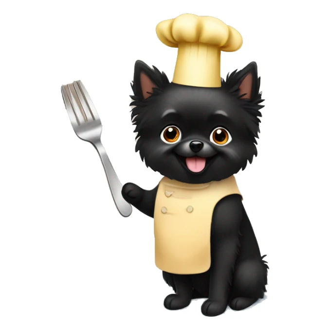 Black Pomeranian cooking ravioli sticker