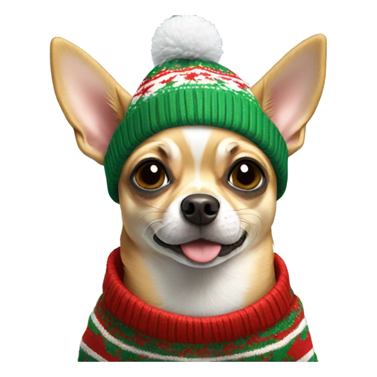 chihuahua with a christmas sweater and beanie sticker