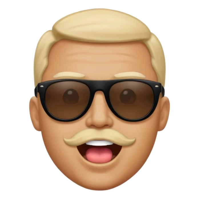 a bold man with black sunglasses and his mouth opened sticker