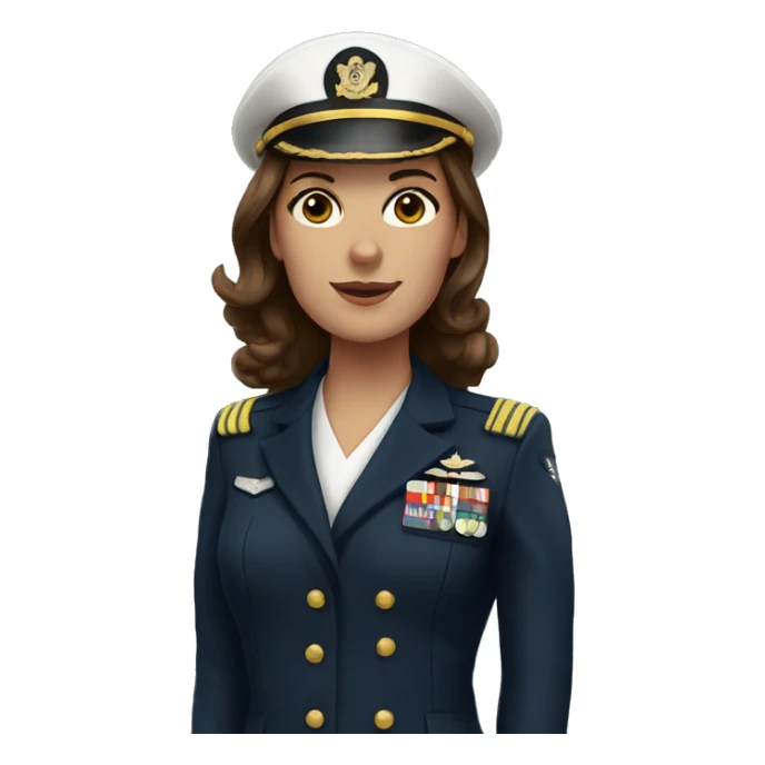 navy officer woman brown hair  sticker