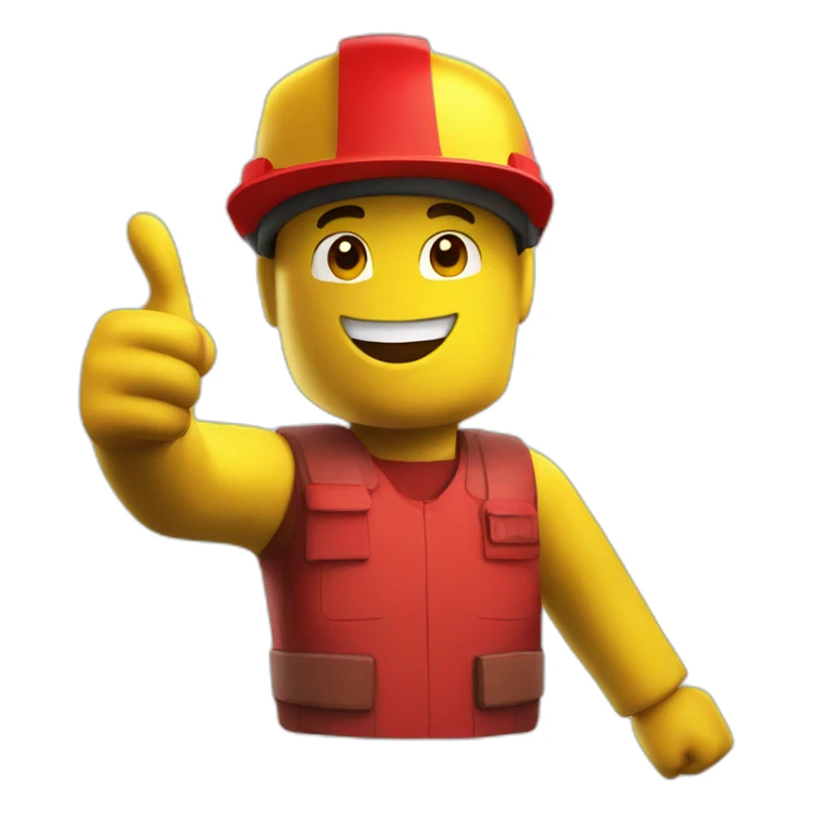 yellow roblox character with red shirt and red visor giving thumbs up sticker