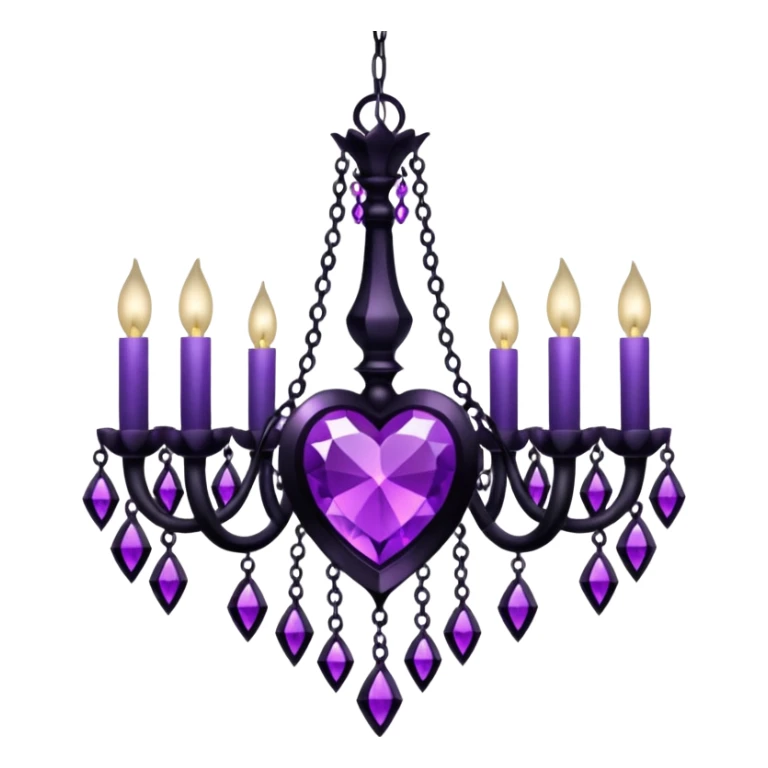 heart with purple gothic black chandelier crystals sticker