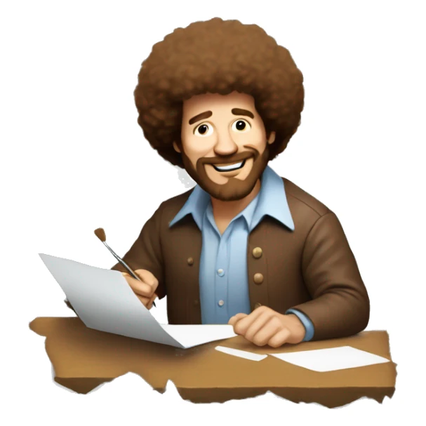 bob ross painting a picture sticker
