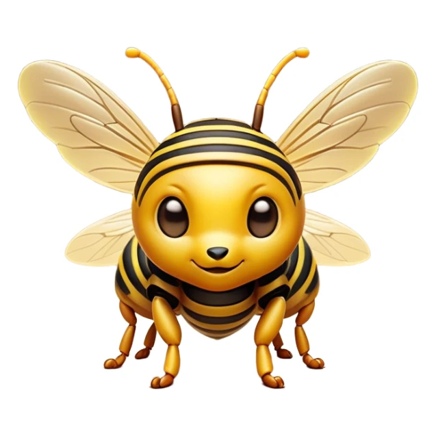 Cinematic Cute Hornet Portrait Emoji, Head tilted playfully and inquisitively, featuring a compact, delicately striped body with adorable, round eyes and subtly detailed wings, Simplified yet irresistibly adorable features, highly detailed, glowing with a warm, inviting glow, high shine, affectionate and lively, stylized with a touch of whimsical insect charm, soft glowing outline, capturing the essence of a mischievous yet endearing hornet that seems as if it could buzz out of the screen into your arms! sticker
