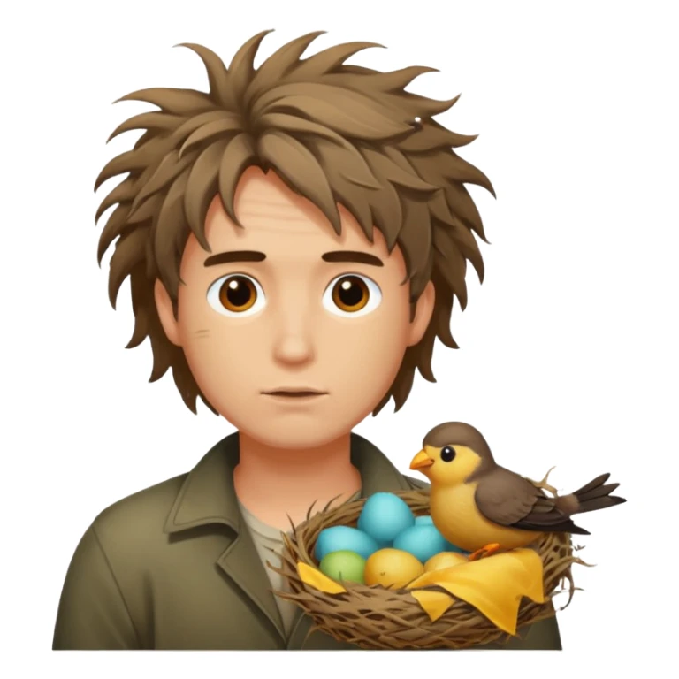 Man who's hair is a Birds nest sticker