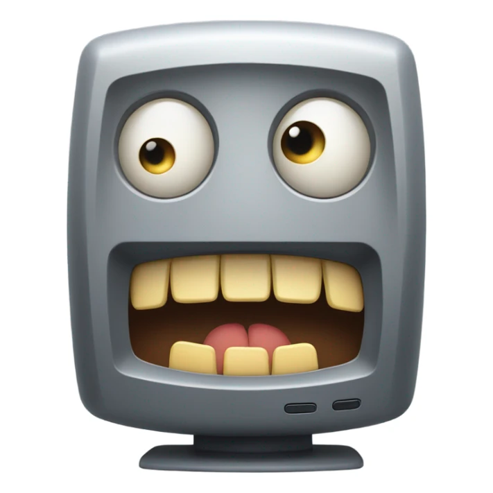 computer with shocked face sticker