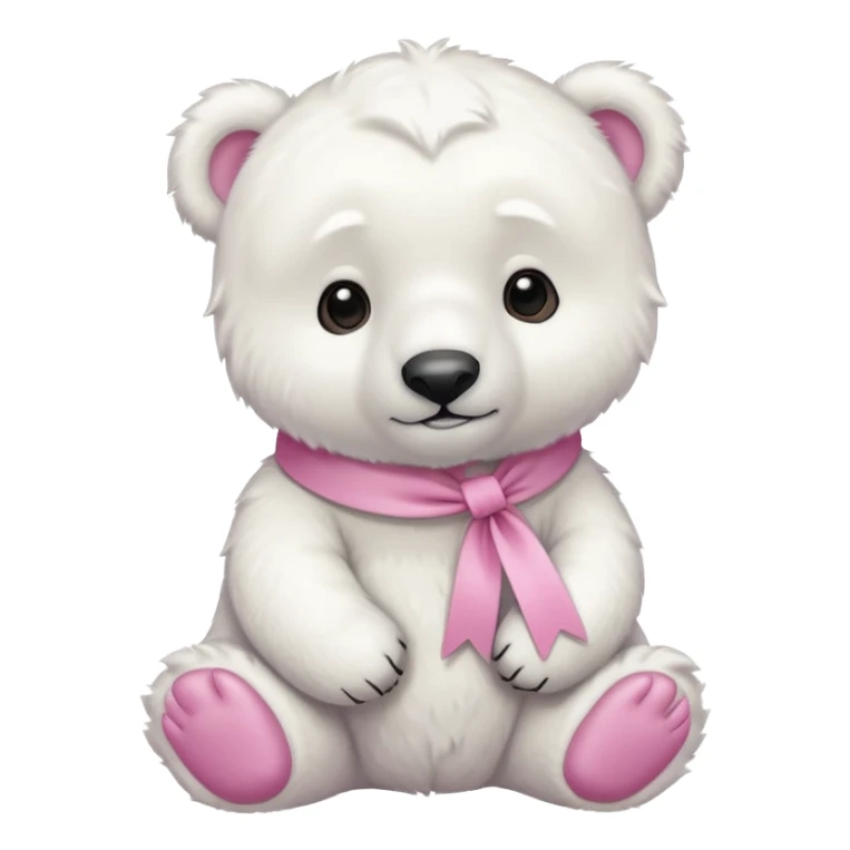baby white polar bear with pink ribbon sticker