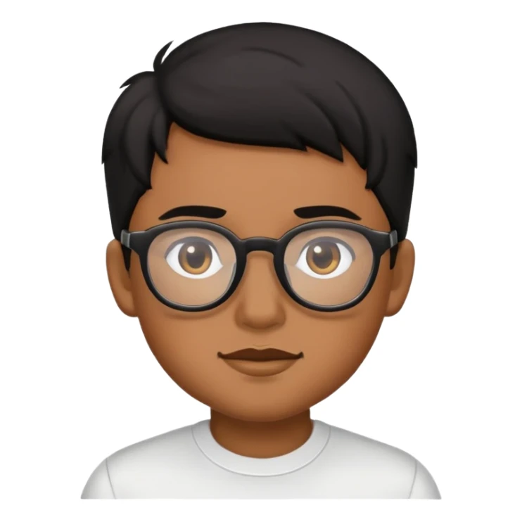A black hair tan boy wearing glasses sticker